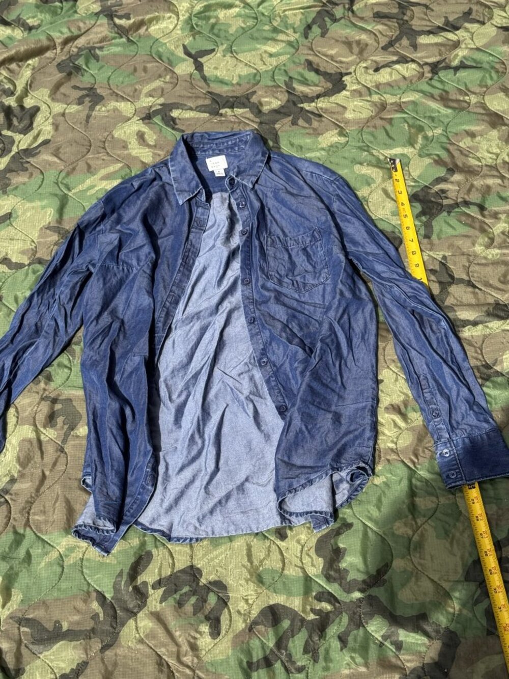 a new day Chambray Button-Up Shirt Blue Sz S